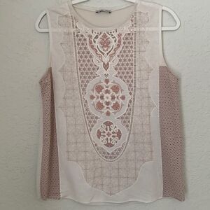 Zara Collection Romantic Lace Look Sleeveless Tank Top. Size 28/M